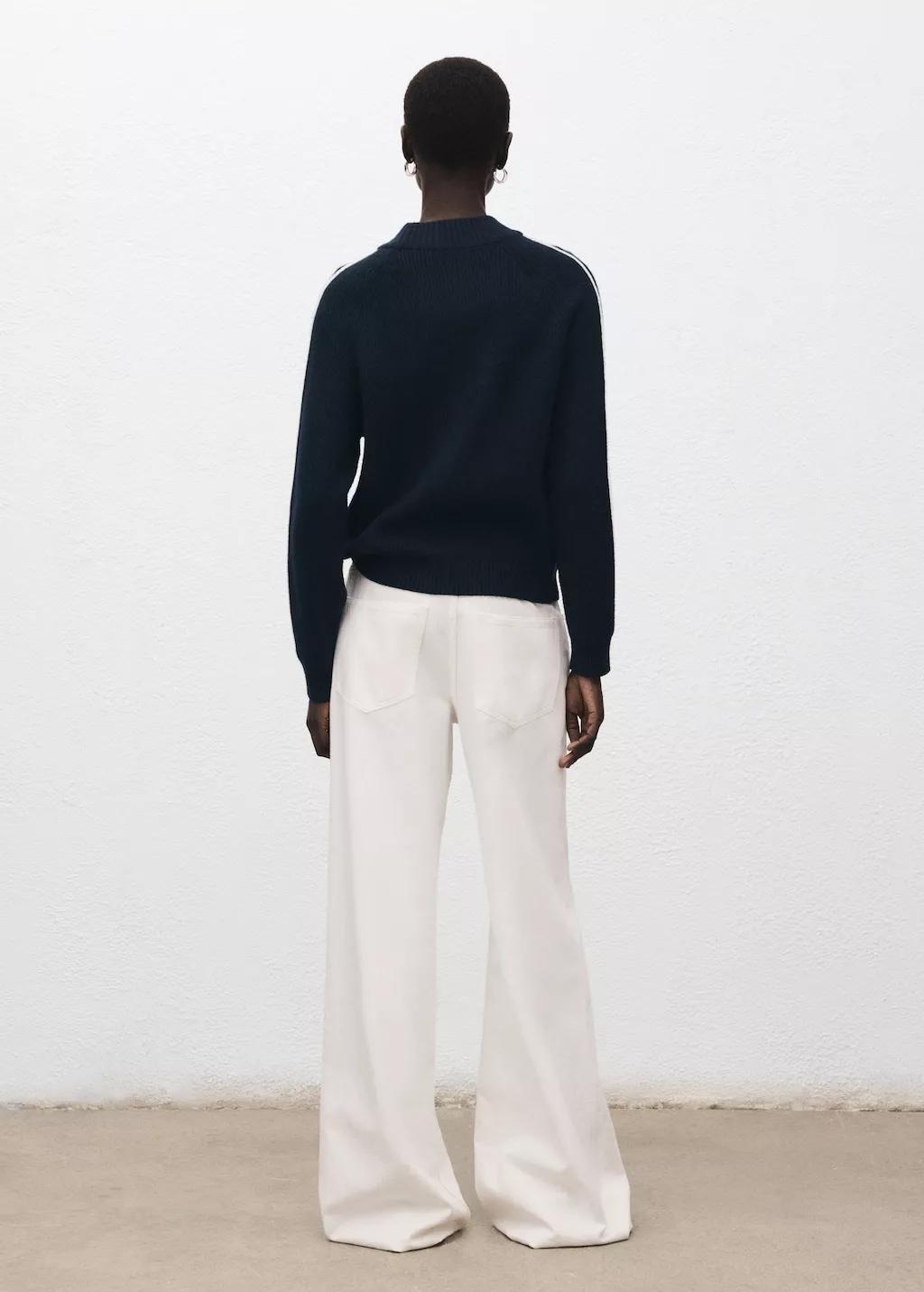 Navy Knitted Sweater With Perkins Neck, Navy, large image number 2