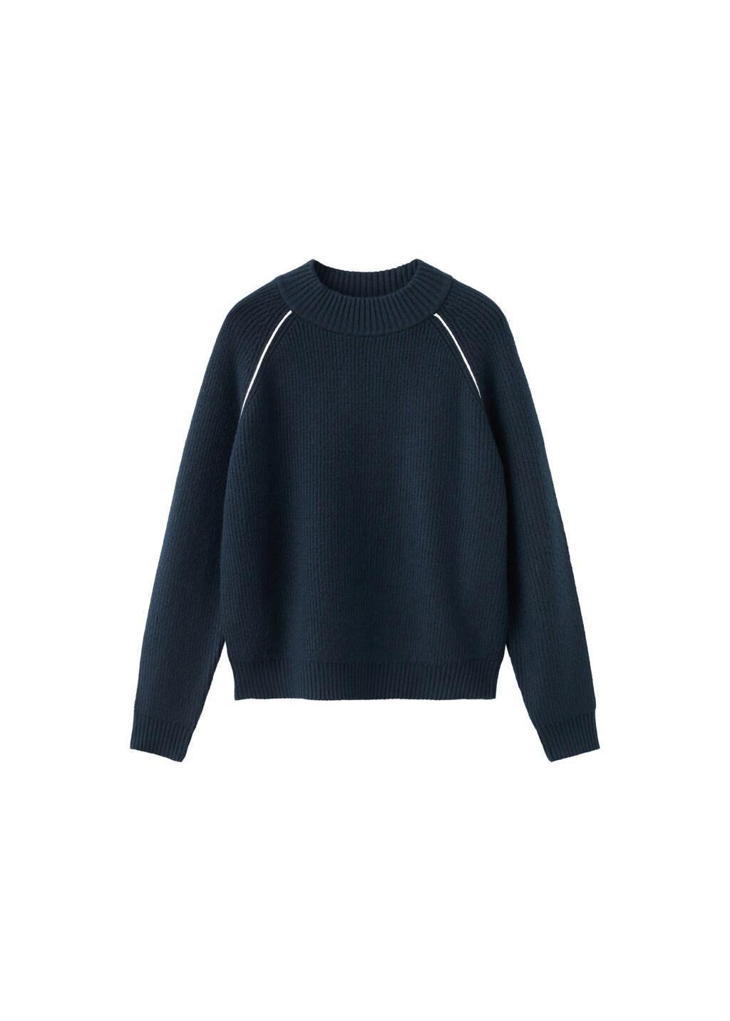 Navy Knitted Sweater With Perkins Neck, Navy, large image number 6