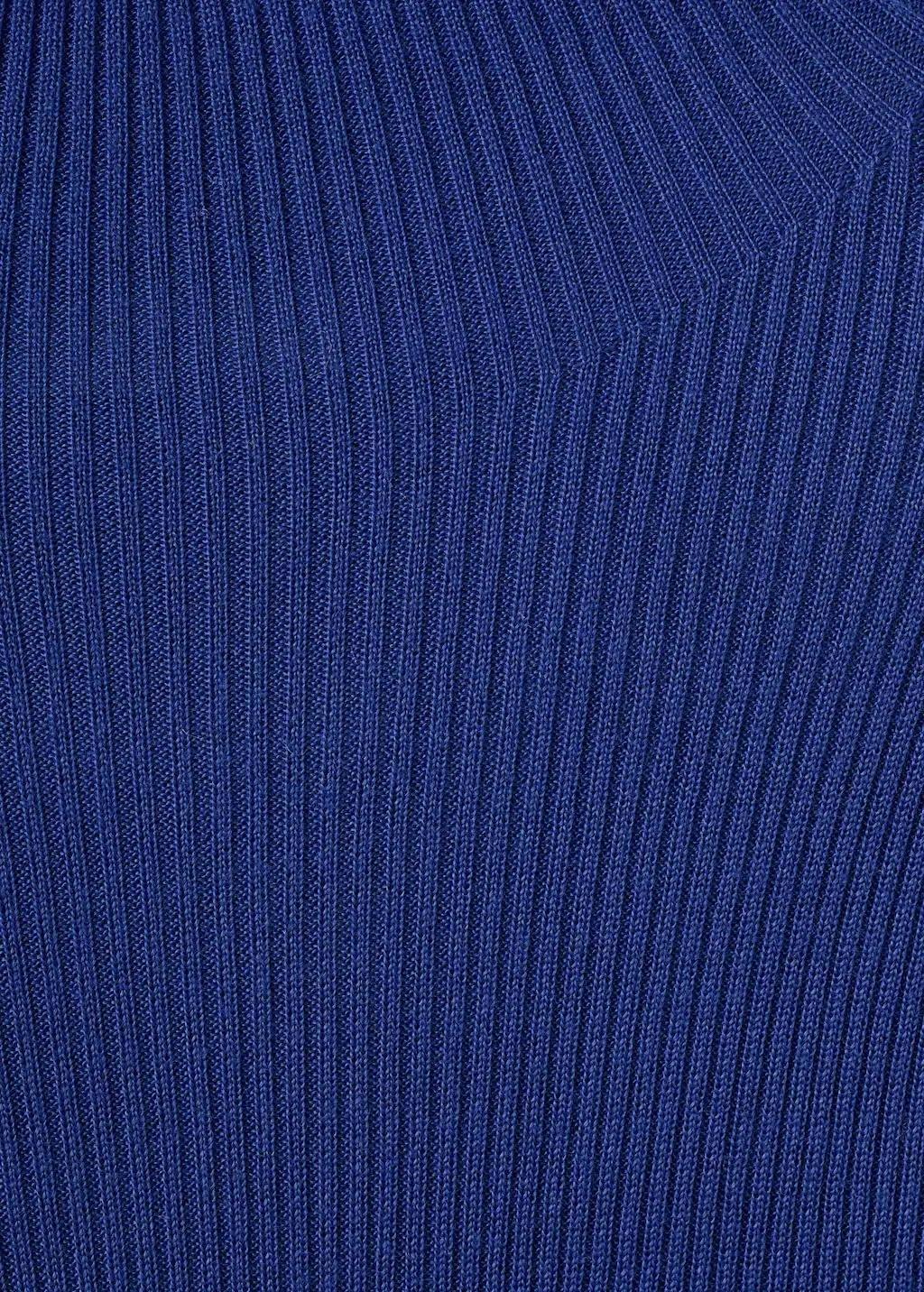 Blue Sweater With Asymmetrical Turtleneck, Bright Blue, medium