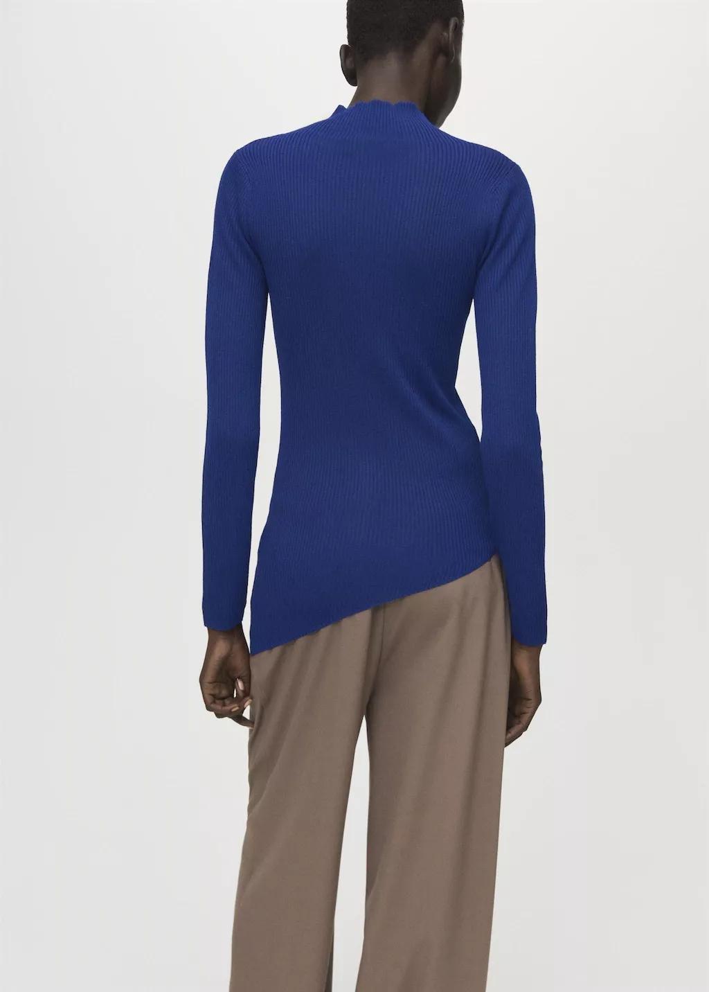Blue Sweater With Asymmetrical Turtleneck, Bright Blue, large image number 2