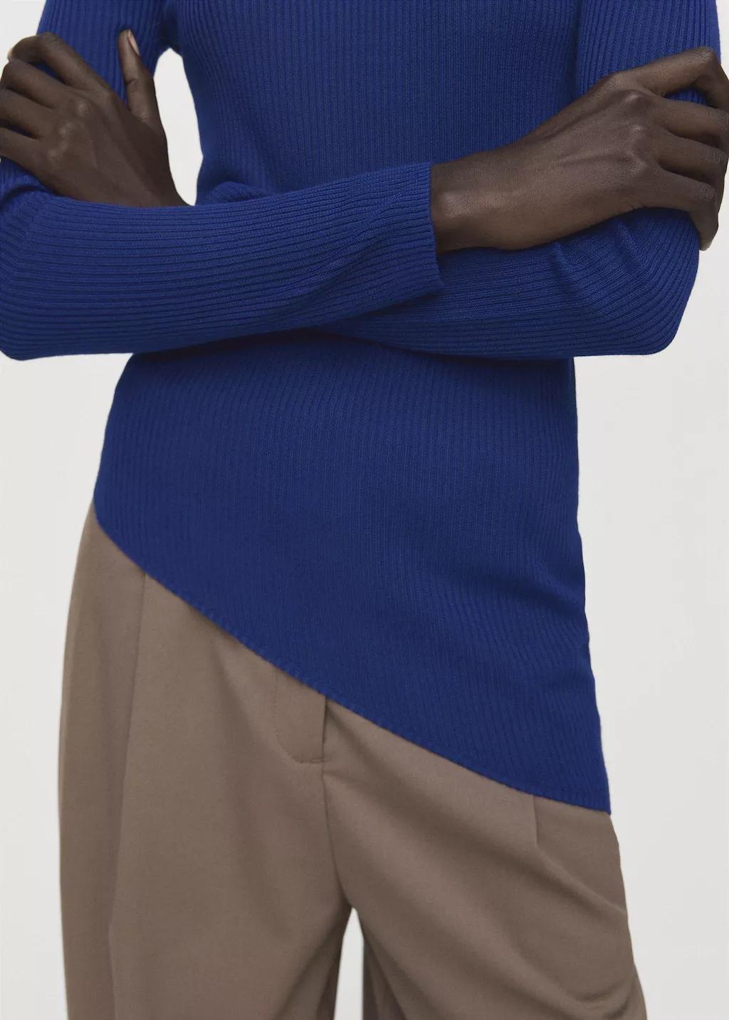 Blue Sweater With Asymmetrical Turtleneck, Bright Blue, large image number 6