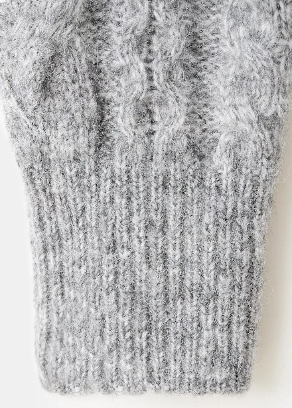 Grey Braided Perkins-Neck Sweater, Medium Grey, large image number 9