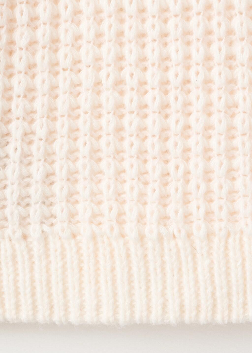 Cream Openwork Knit Sweater, Light Beige, large image number 4