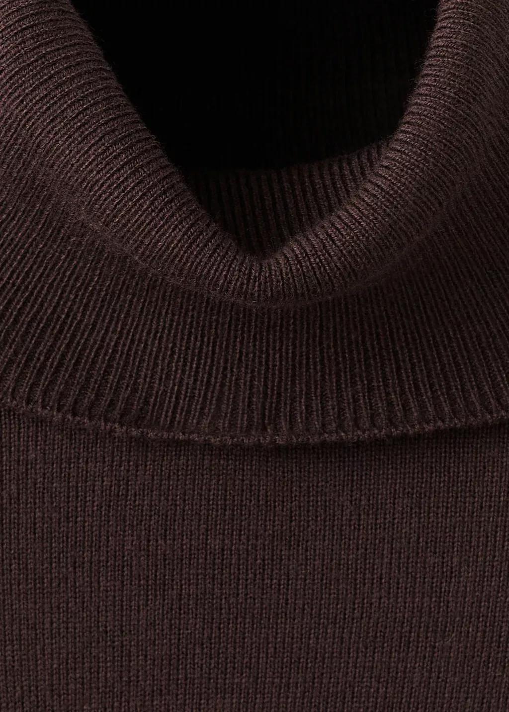 Brown Turtleneck Knitted Sweater, Dark Brown, medium