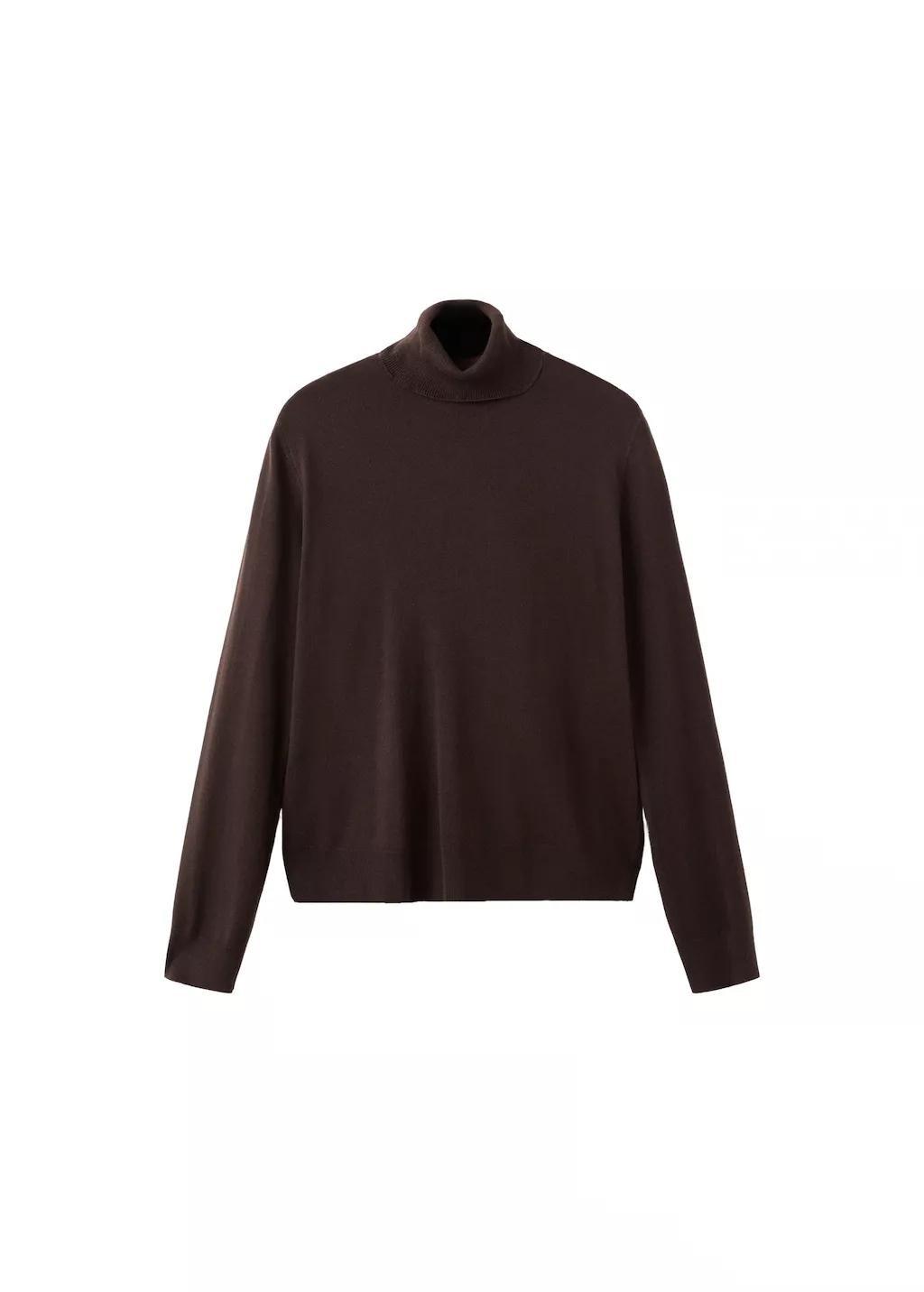 Brown Turtleneck Knitted Sweater, Dark Brown, large image number 6