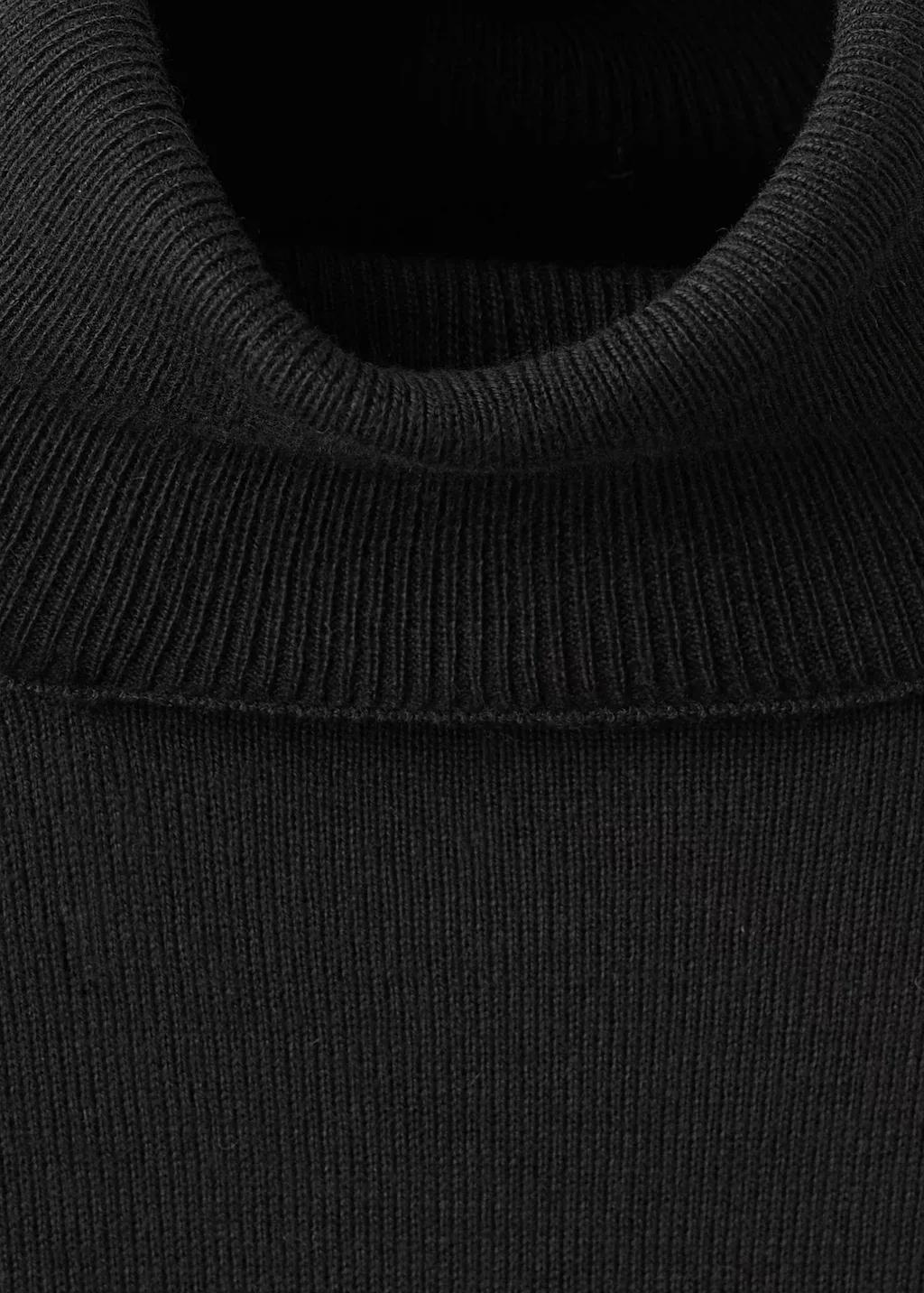 Black Turtleneck Knitted Sweater, Black, large image number 1