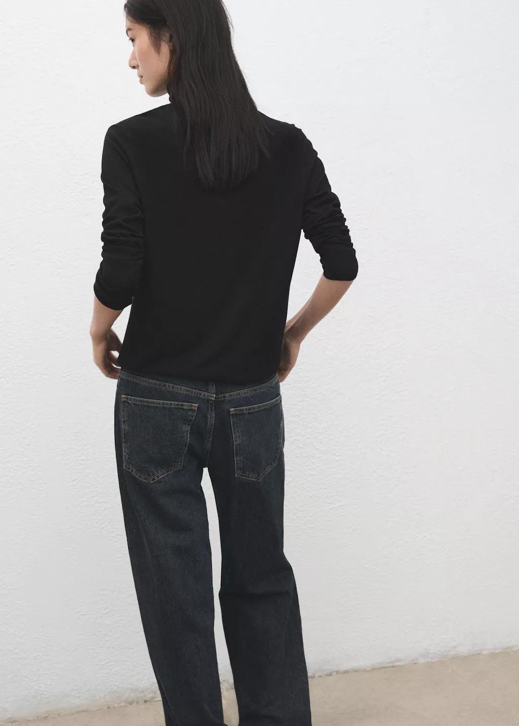 Black Turtleneck Knitted Sweater, Black, large image number 2