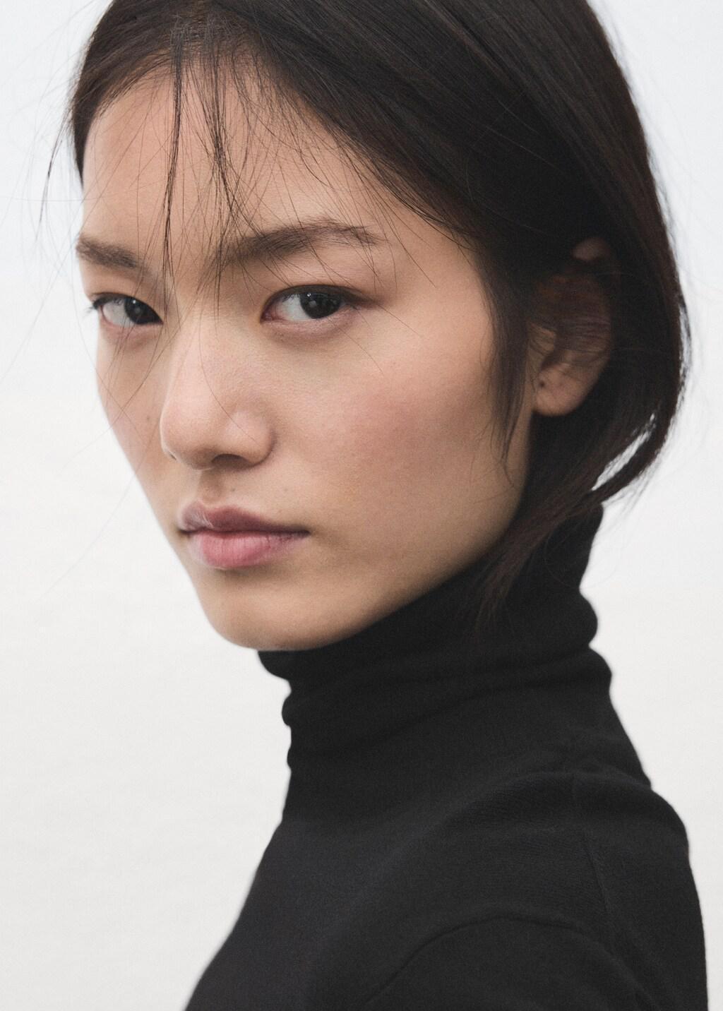 Black Turtleneck Knitted Sweater, Black, large image number 4