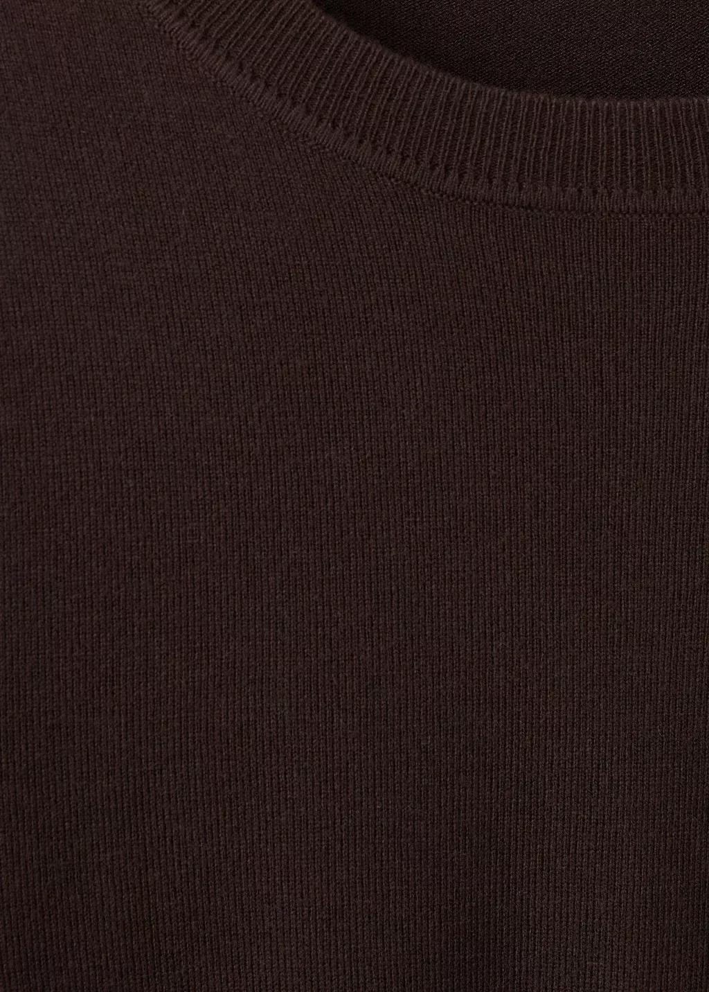Brown Fine-Knit Crew-Neck Sweater, Dark Brown, large image number 1