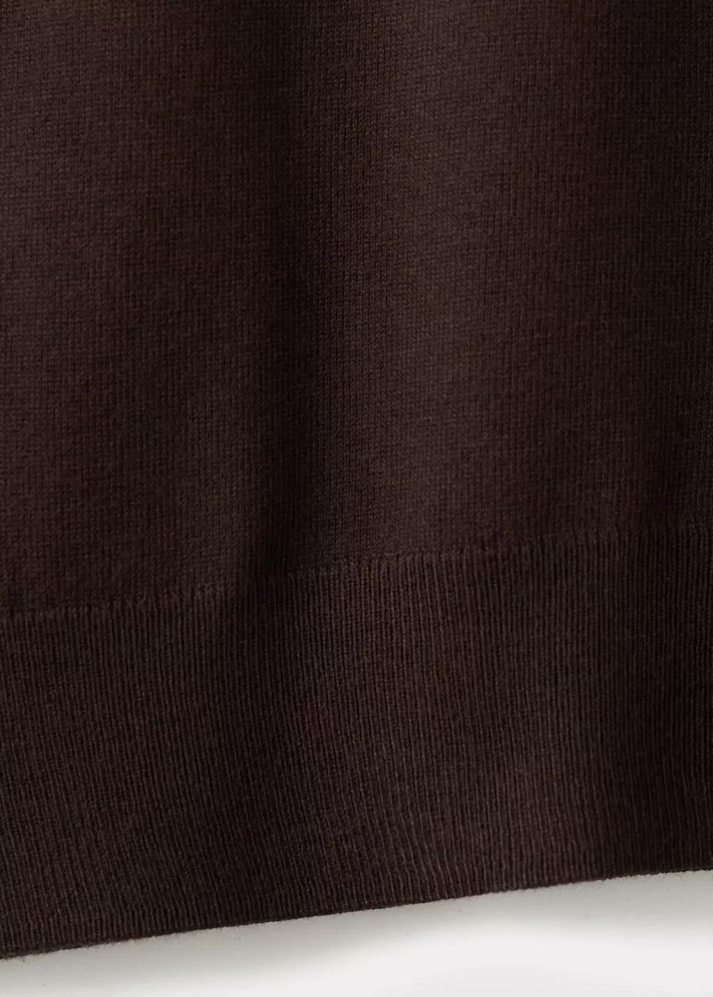 Brown Fine-Knit Crew-Neck Sweater, Dark Brown, large image number 5