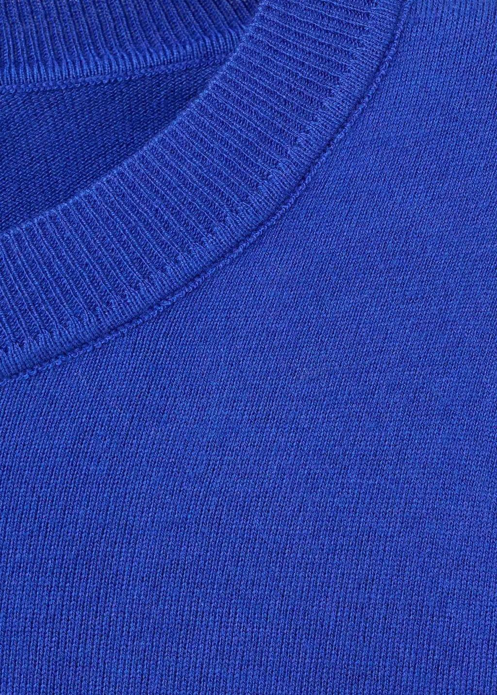 Blue Fine-Knit Crew-Neck Sweater, Bright Blue, large image number 1