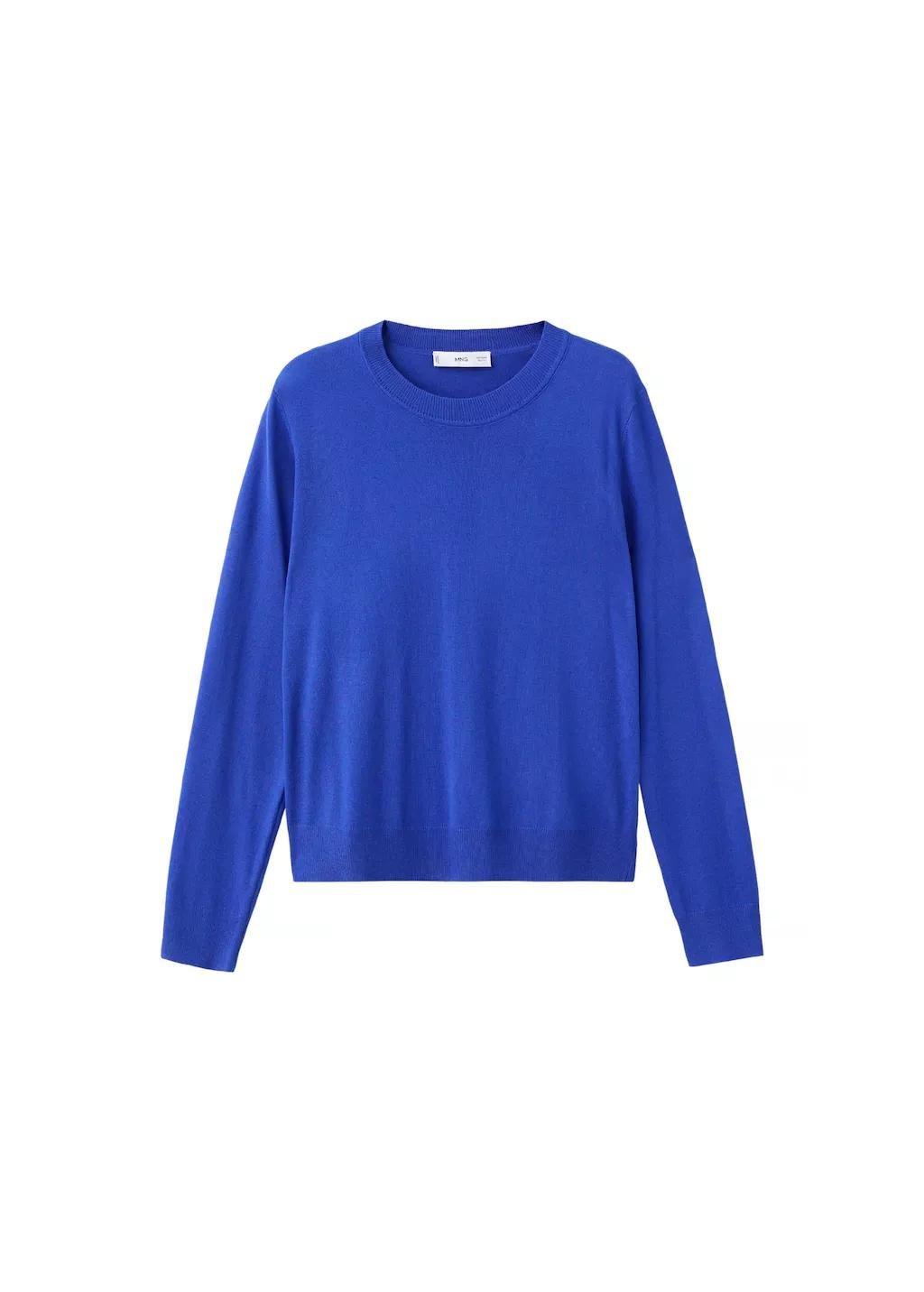 Blue Fine-Knit Crew-Neck Sweater, Bright Blue, large image number 5