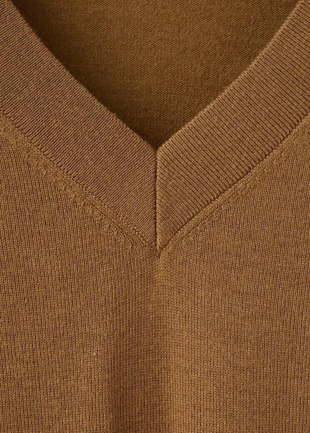 Brown V-Neck Knit Sweater, Medium Brown, large image number 1