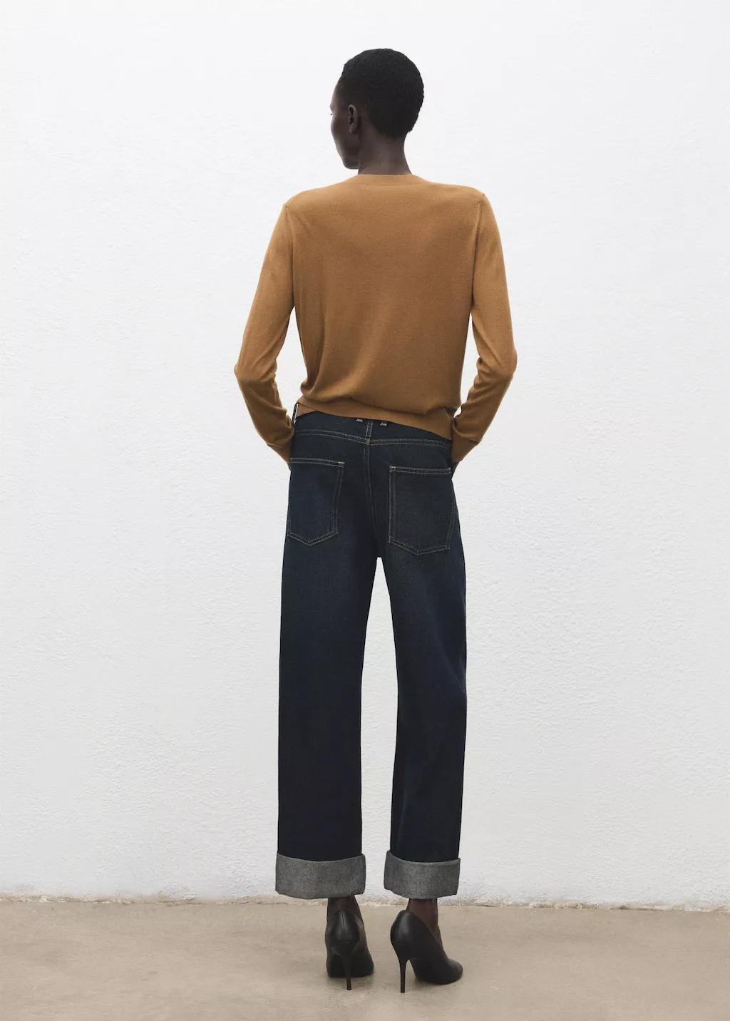 Brown V-Neck Knit Sweater, Medium Brown, large image number 2