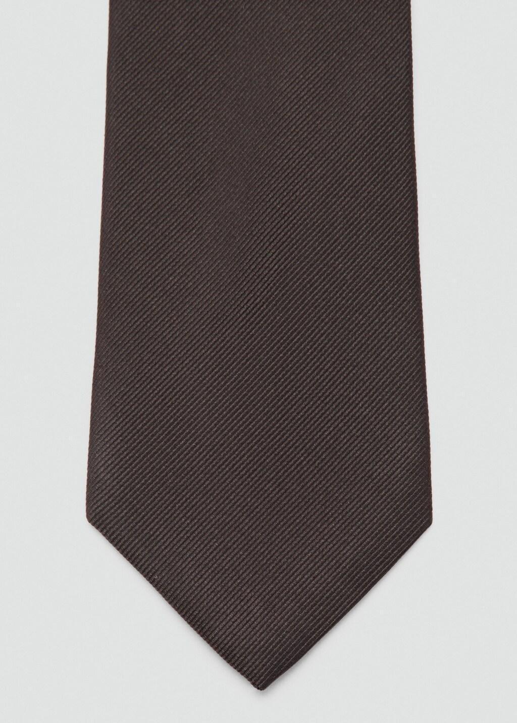 Brown Plain Silk Tie, 0201_30, large image number 1