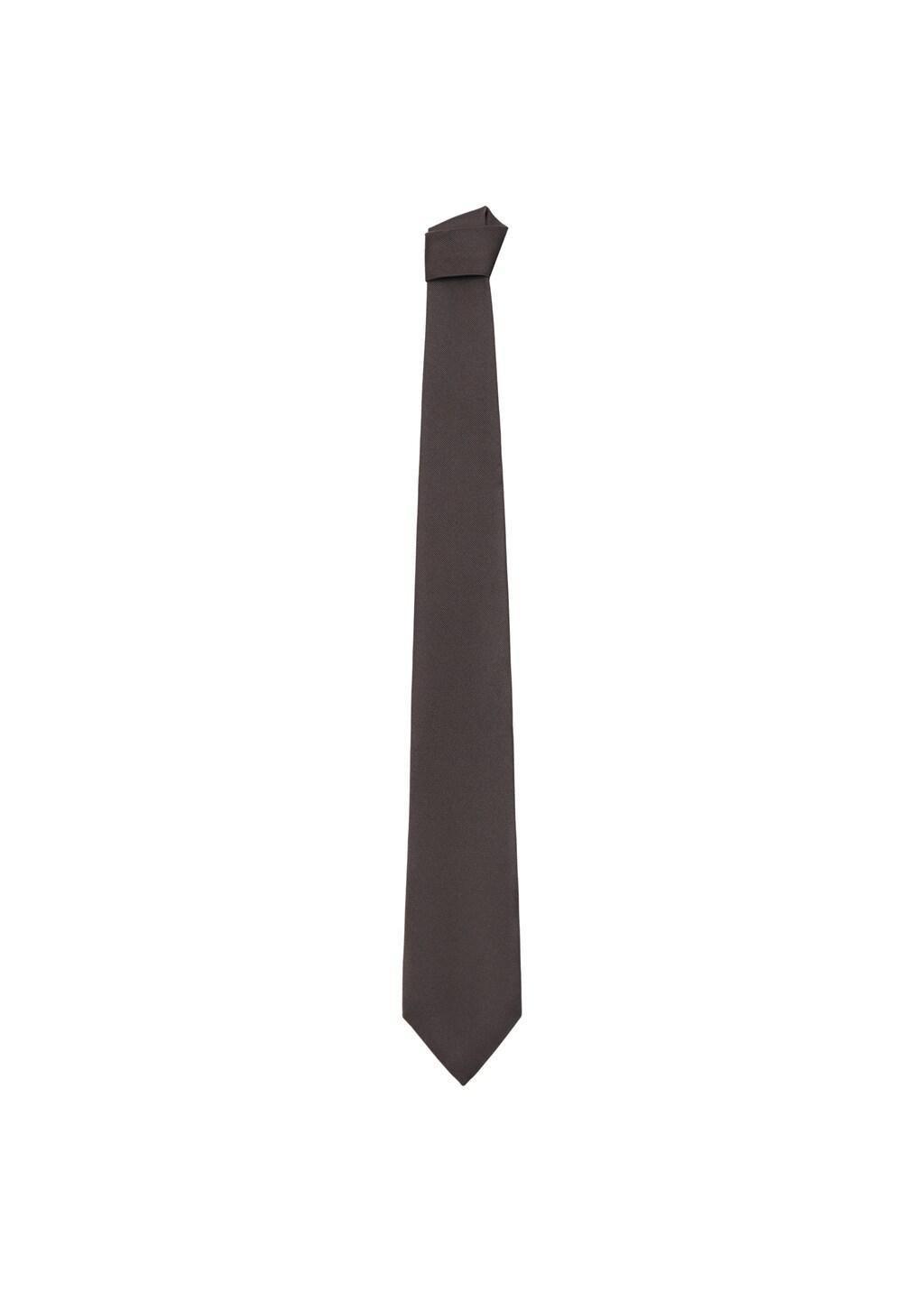 Brown Plain Silk Tie, 0201_30, medium