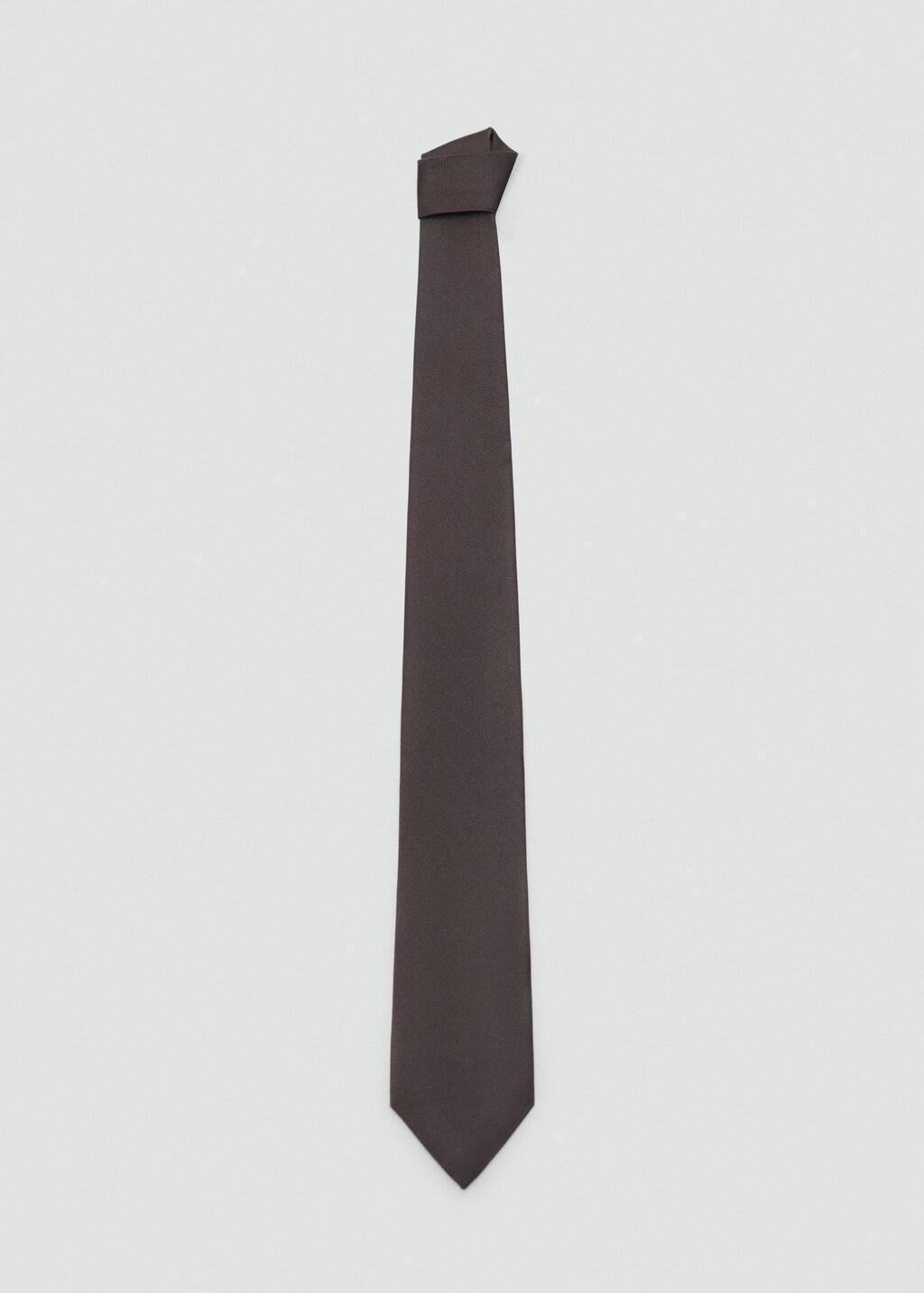 Brown Plain Silk Tie, 0201_30, large image number 3
