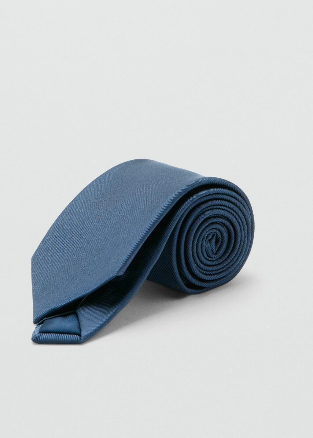 Blue Plain Silk Tie, 0201_50, large image number 0