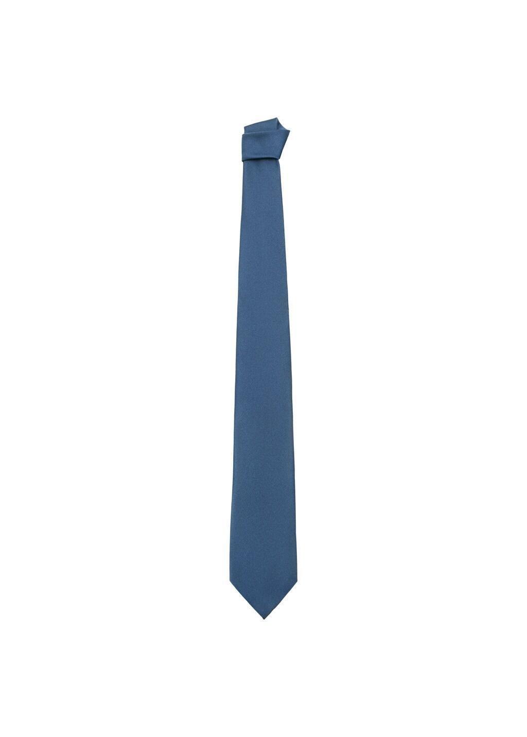 Blue Plain Silk Tie, 0201_50, large image number 2