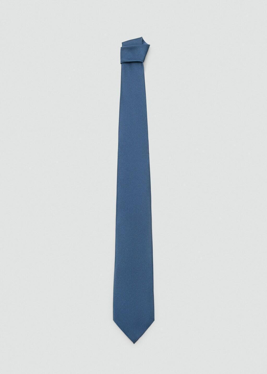 Blue Plain Silk Tie, 0201_50, large image number 3