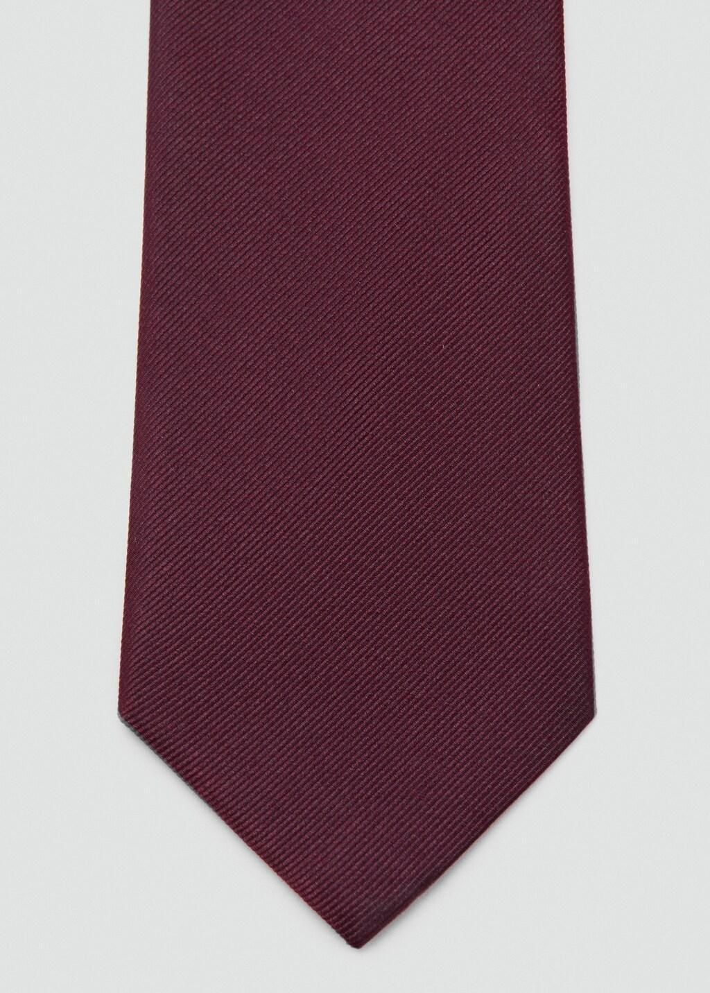 Red Plain Silk Tie, Dark Red, large image number 1
