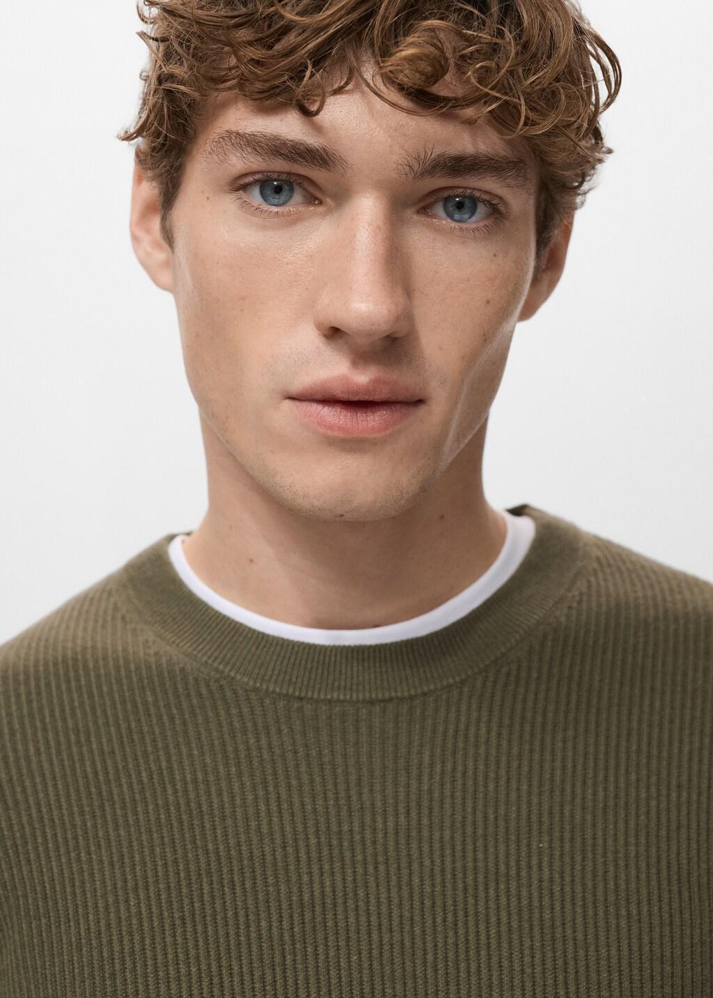 Green Fine Rib-Knit Cotton Sweater, Dark Green, large image number 4