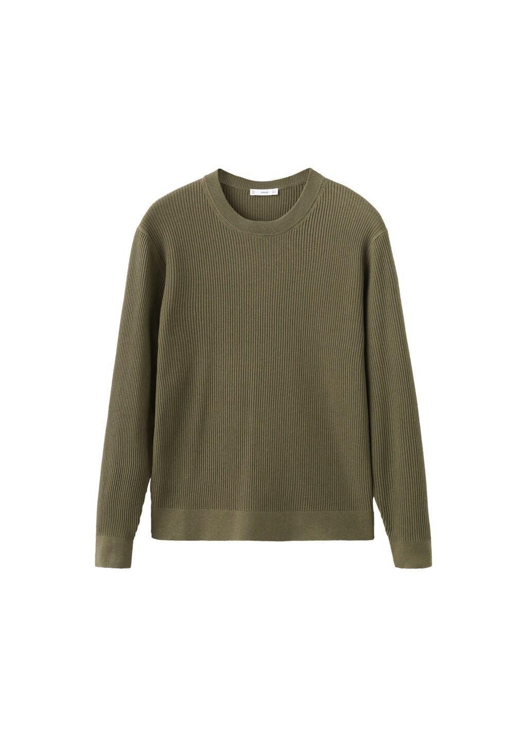 Green Fine Rib-Knit Cotton Sweater, Dark Green, large image number 6