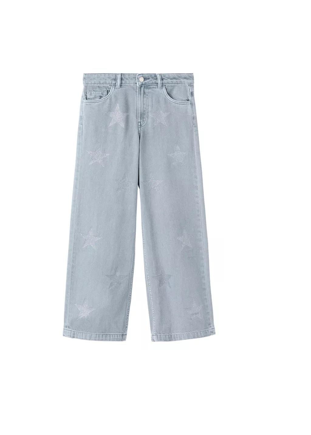 Blue Jeans With Glitter Star Detailing, Kids Girl, Medium Blue, large image number 6