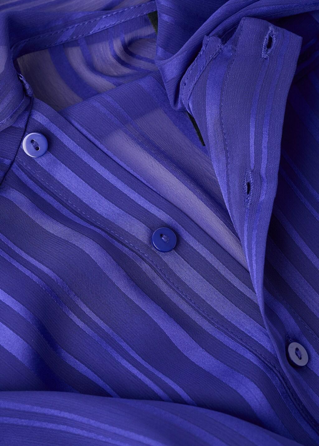 Purple Striped Blouse With Scarf, Medium Blue, medium