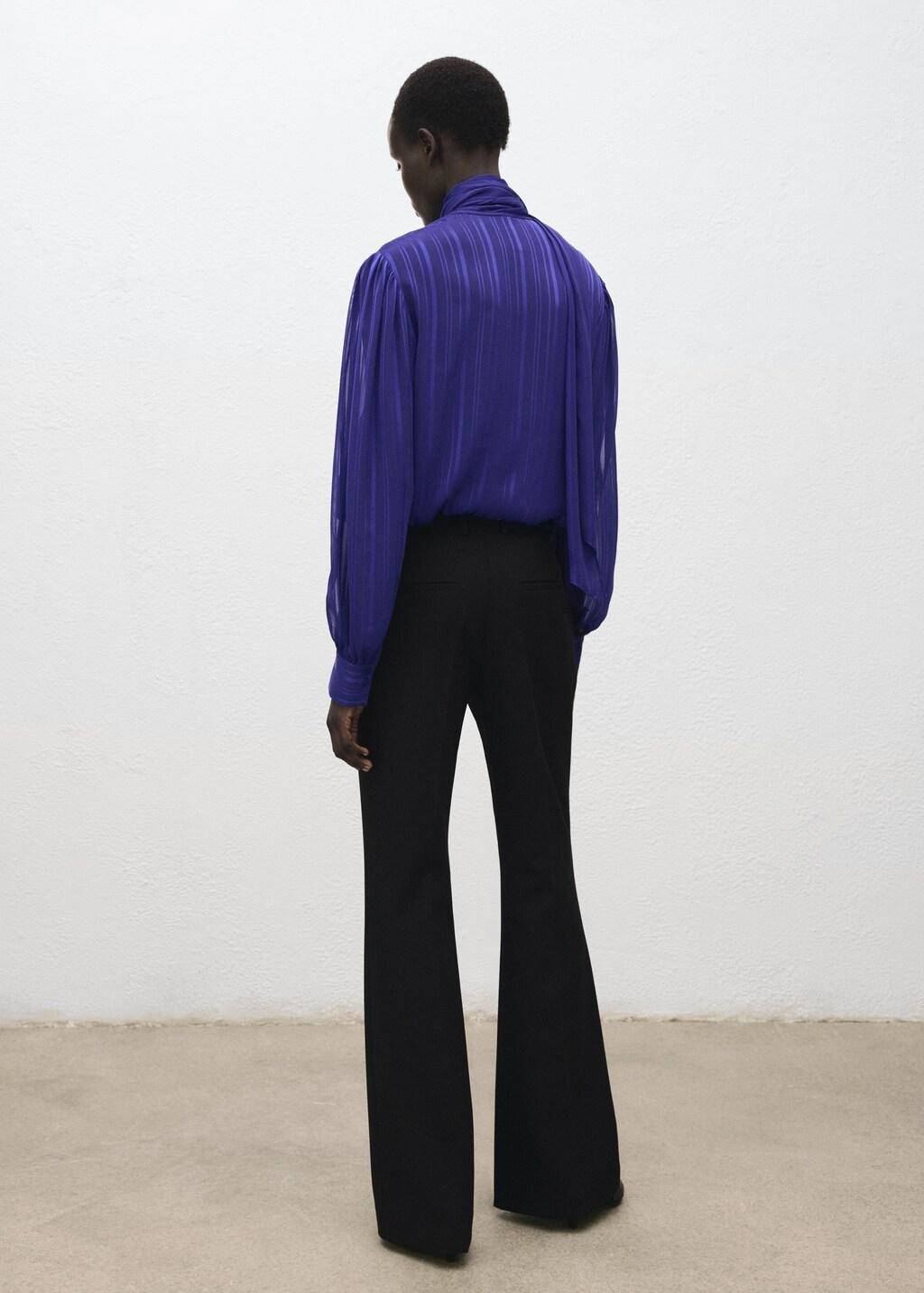 Purple Striped Blouse With Scarf, 0201_52, large image number 2