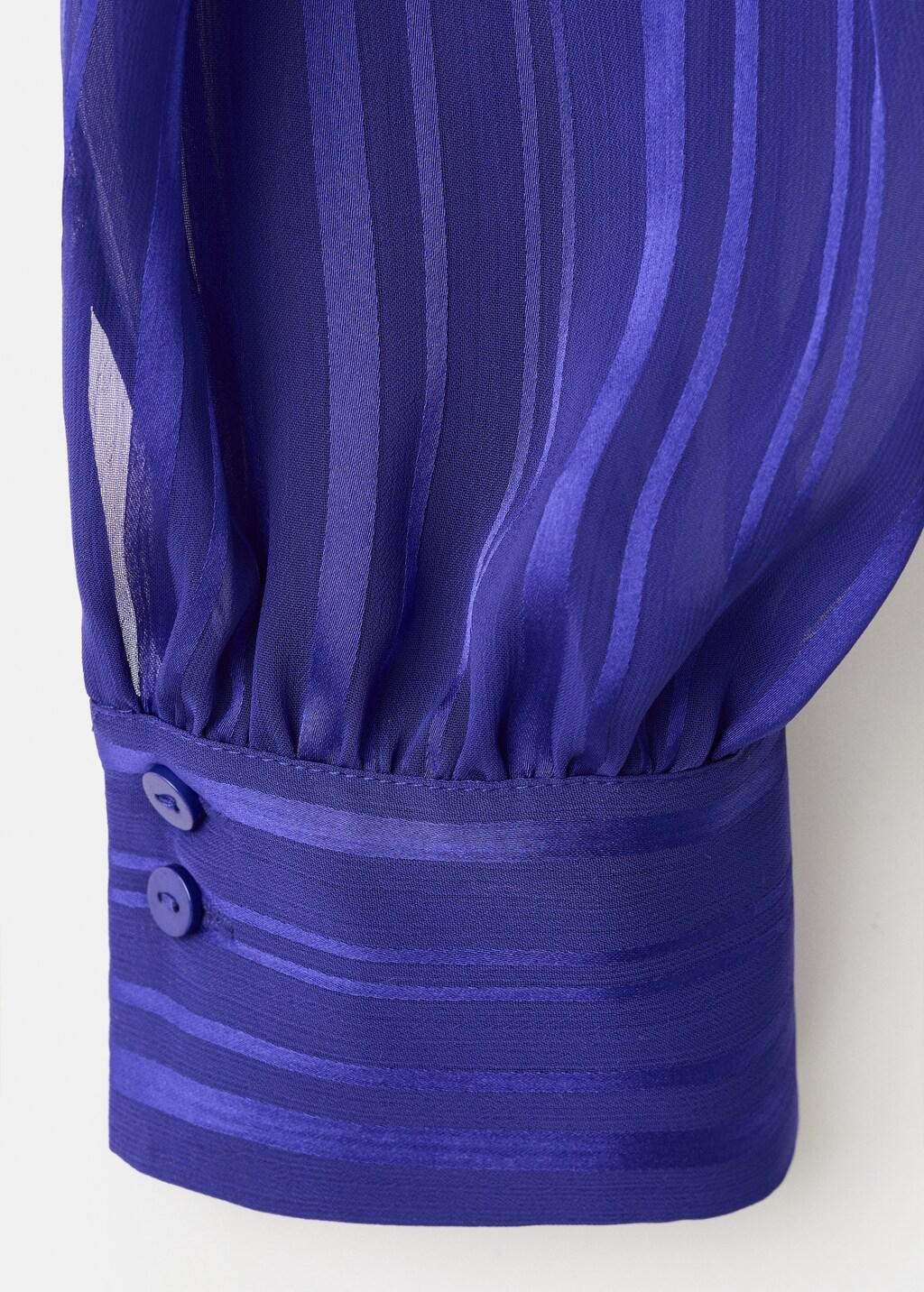 Purple Striped Blouse With Scarf, Medium Blue, large image number 5