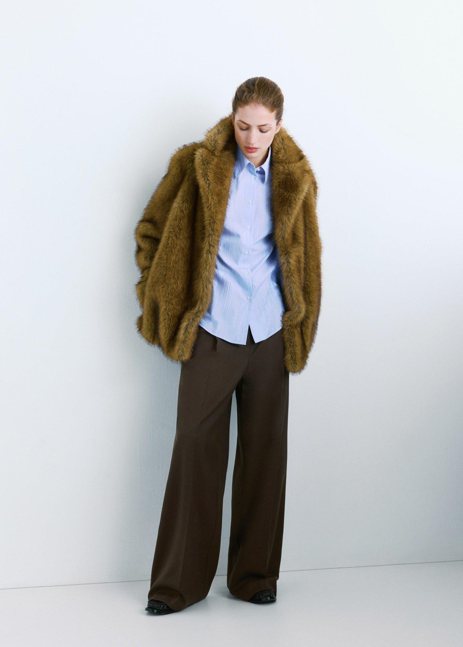 Brown Wide-Leg Mid-Rise Pleated Trousers, 0201_32, medium