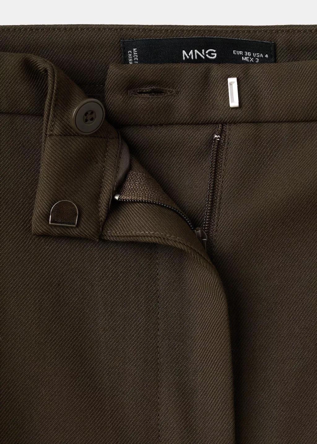Brown Wide-Leg Mid-Rise Pleated Trousers, 0201_32, large image number 3