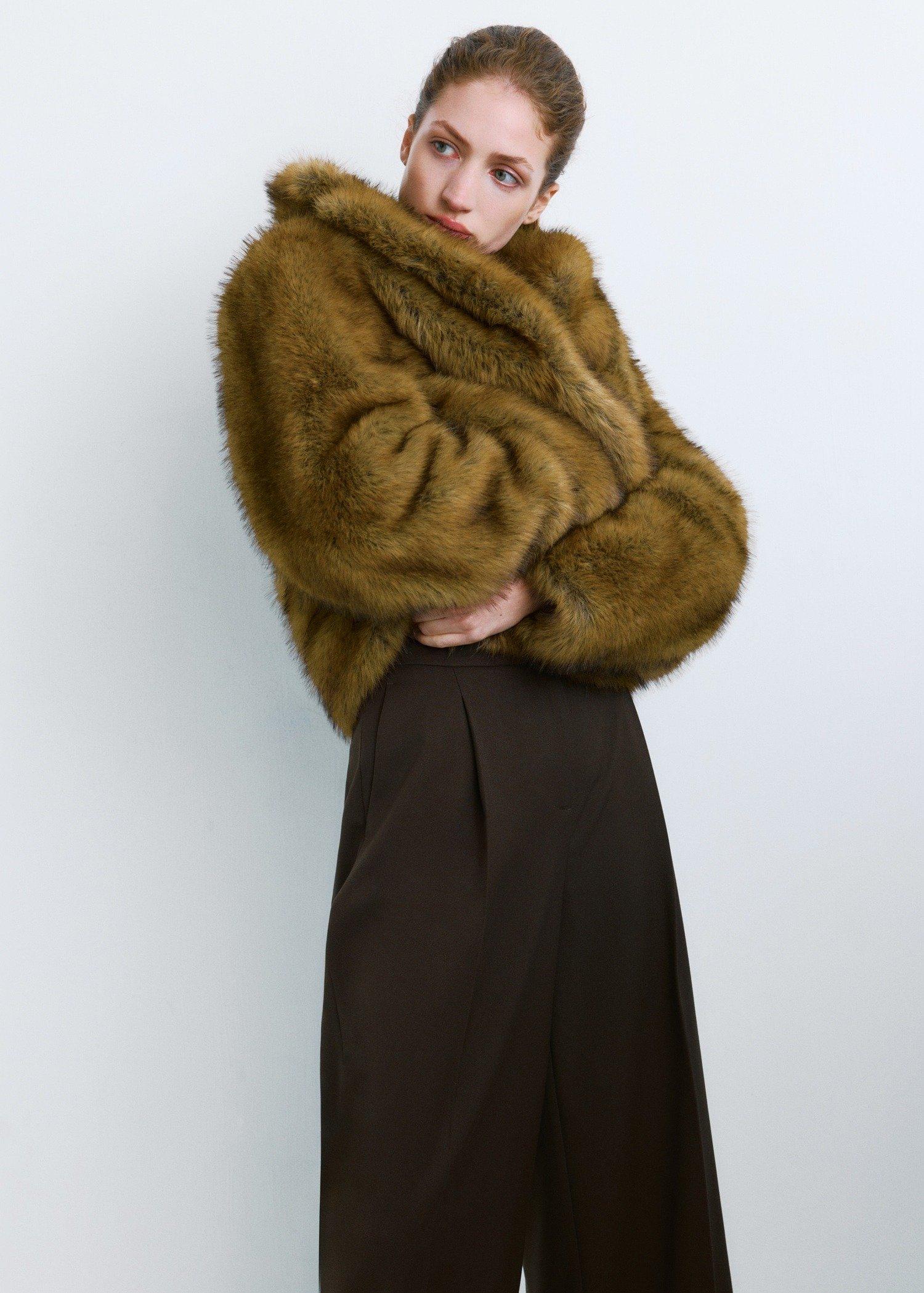 Brown Wide-Leg Mid-Rise Pleated Trousers, 0201_32, large image number 8