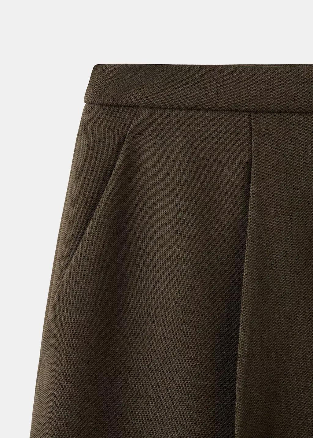 Brown Wide-Leg Mid-Rise Pleated Trousers, 0201_32, large image number 11