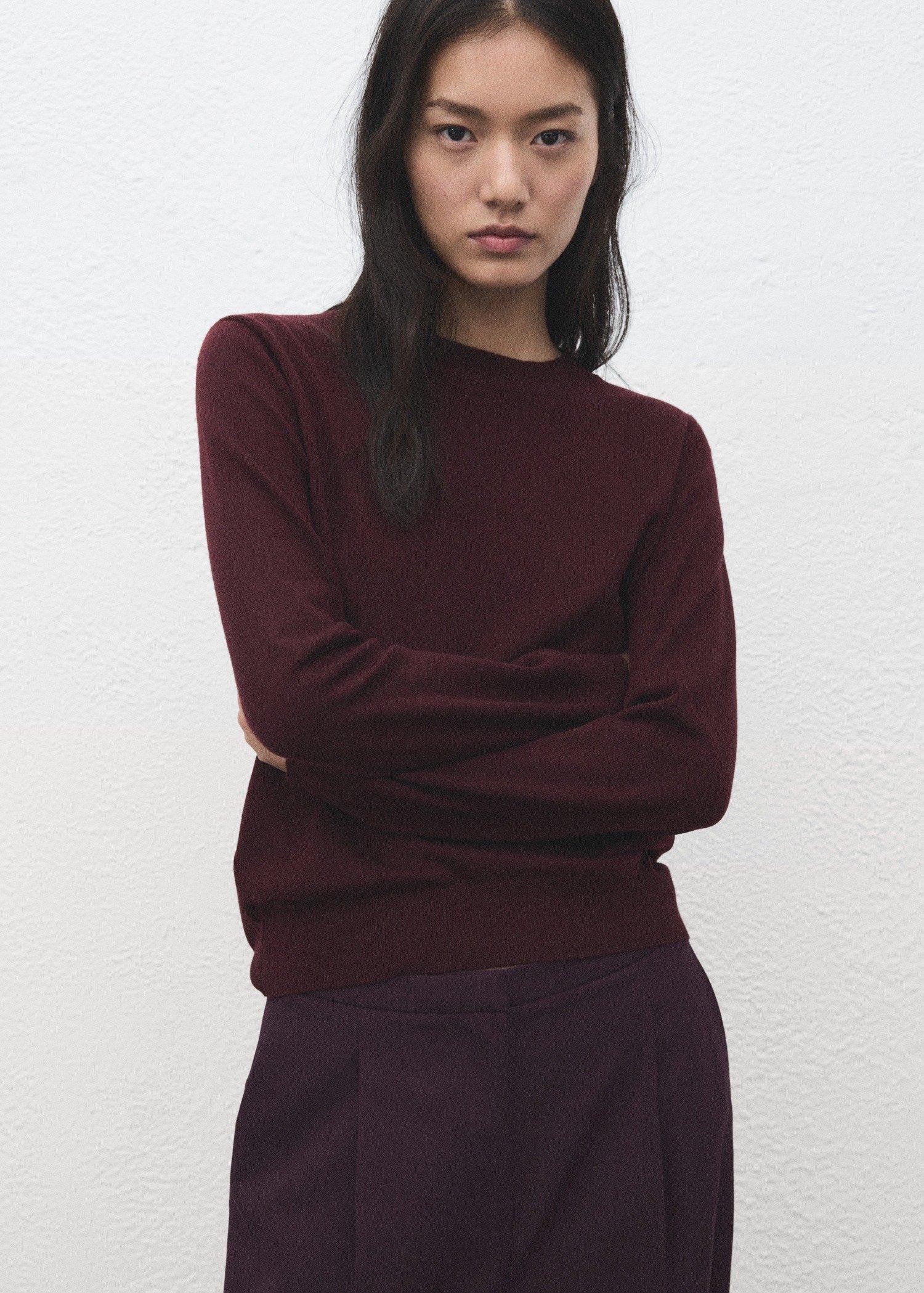 Burgundy Wide Leg Mid-Rise Pleated Trousers, Dark Red, large image number 4