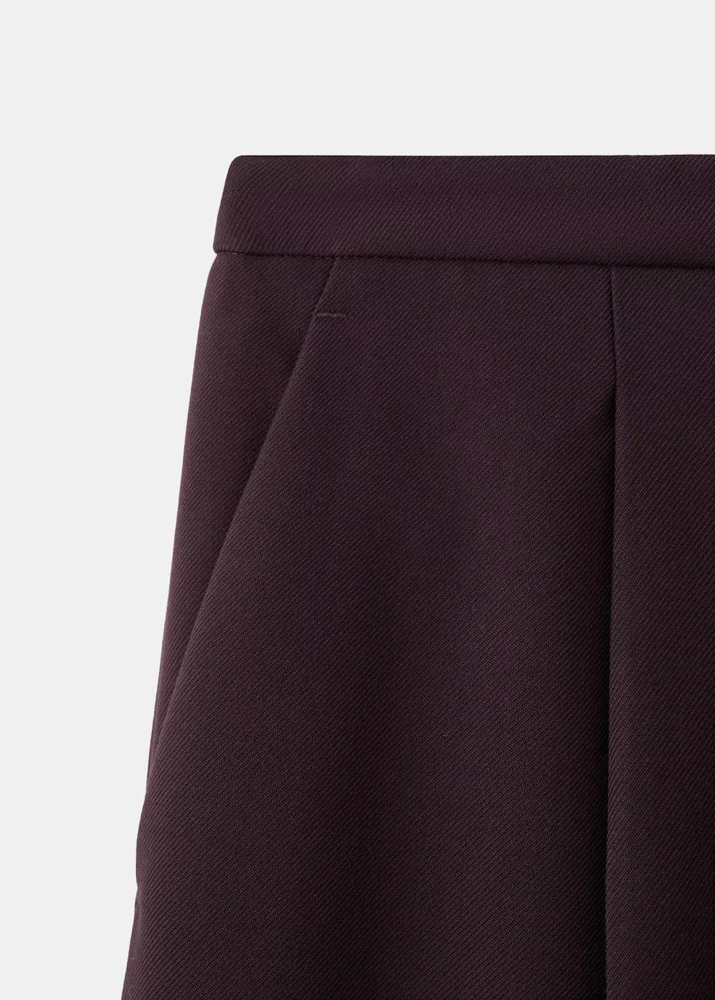 Burgundy Wide Leg Mid-Rise Pleated Trousers, Dark Red, large image number 9