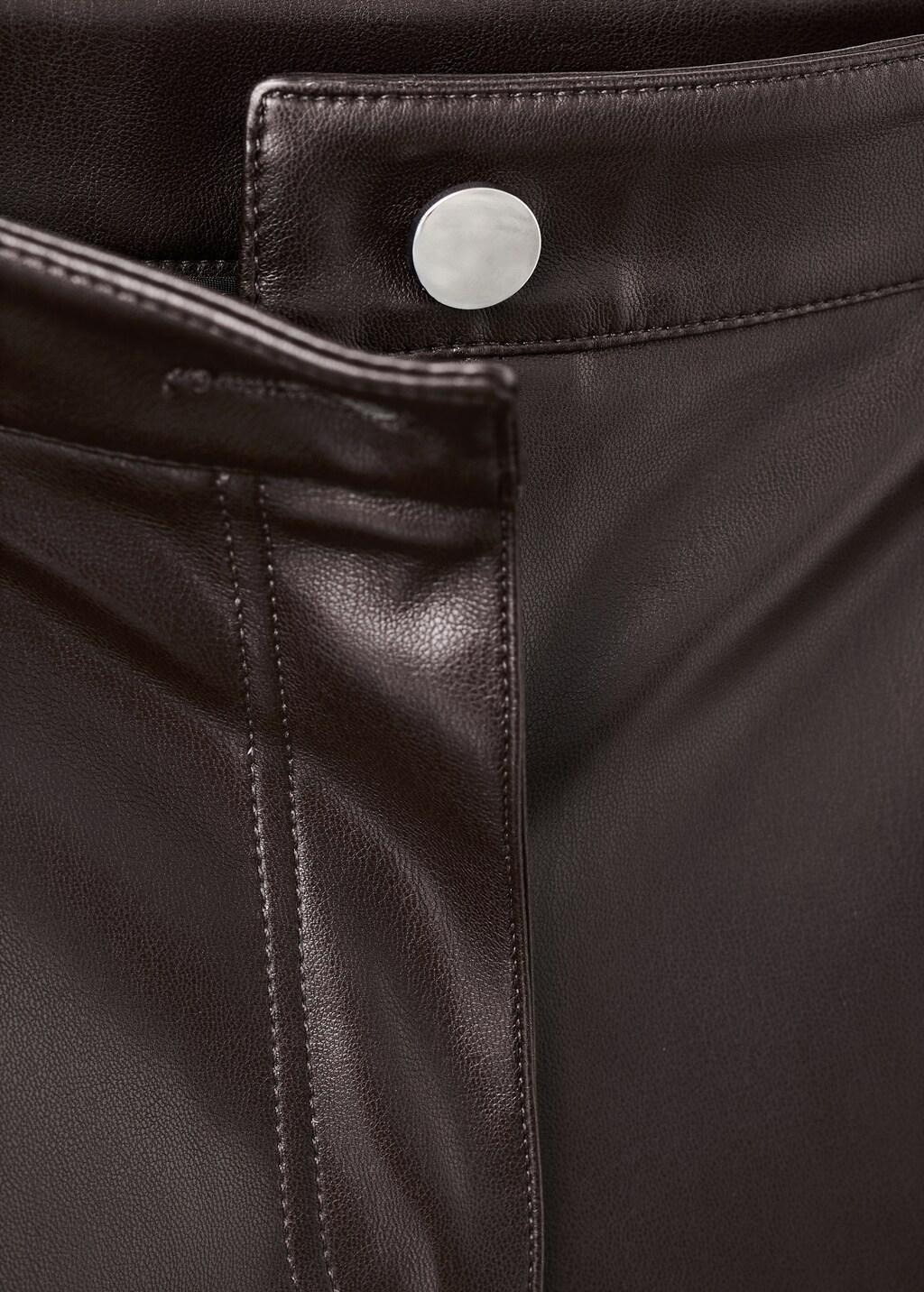 Brown Faux-Leather Flared Trousers, Dark Brown, large image number 1