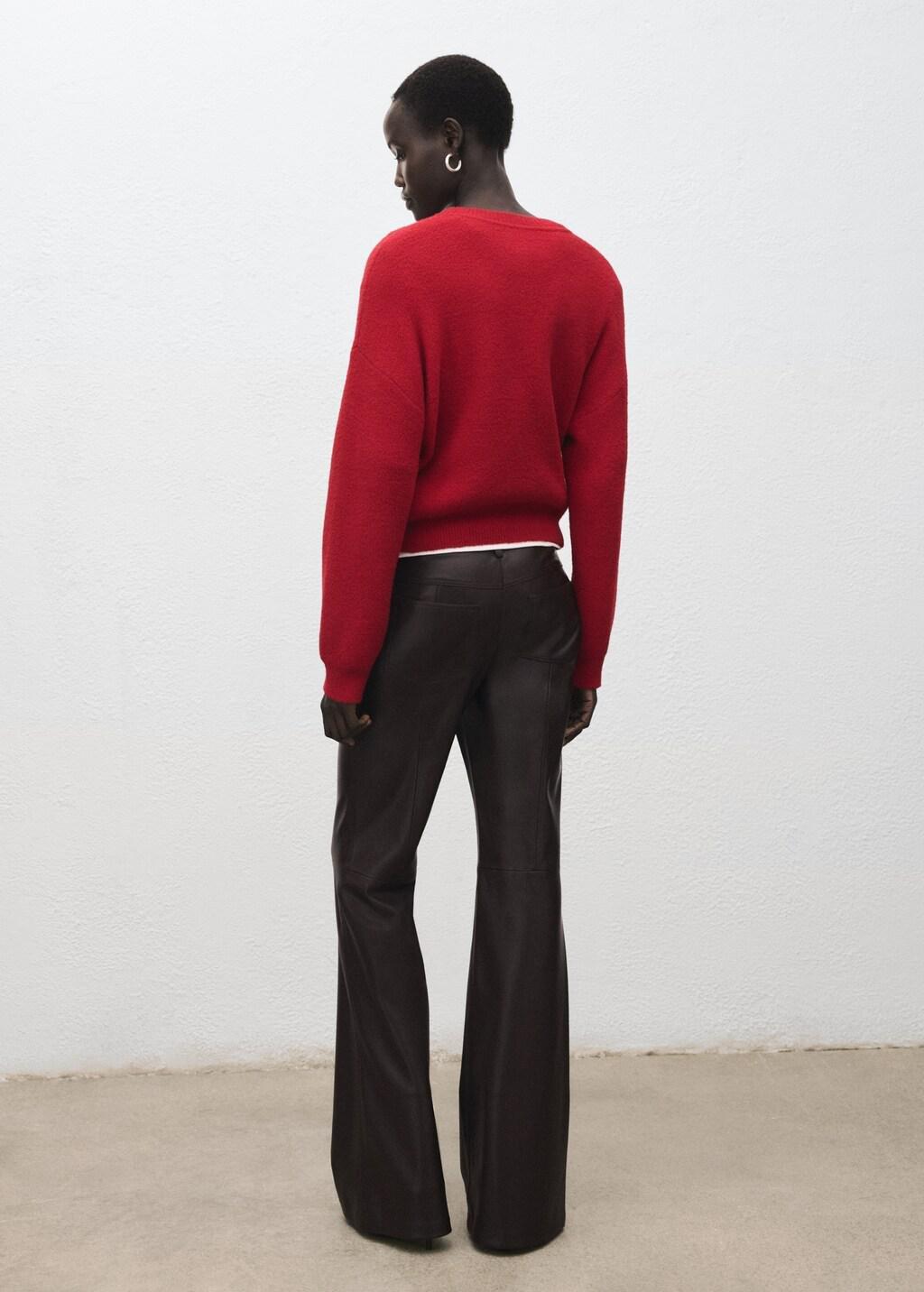 Brown Faux-Leather Flared Trousers, Dark Brown, large image number 2