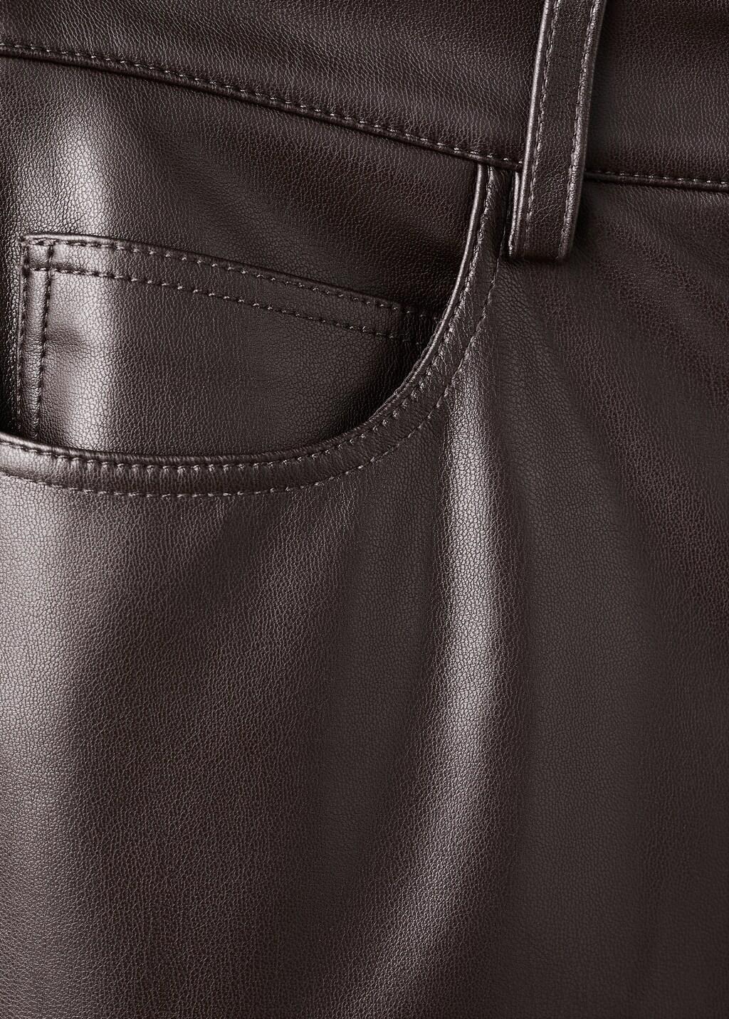 Brown Faux-Leather Flared Trousers, Dark Brown, large image number 5