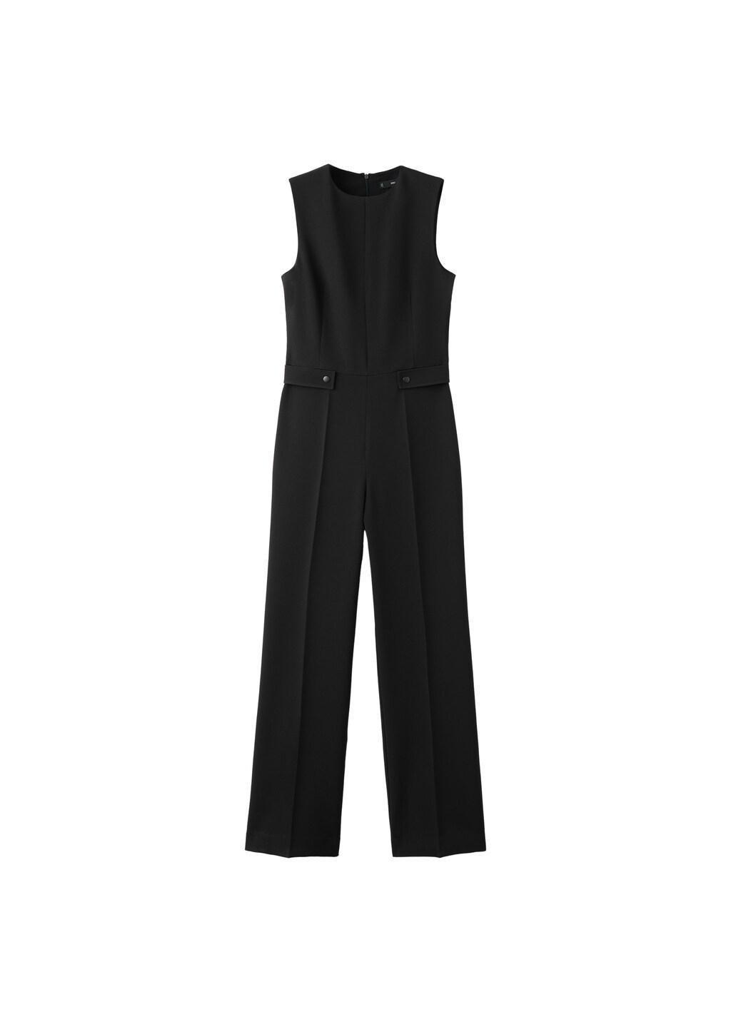 Black Long Suit-Style Jumpsuit, Black, large image number 2