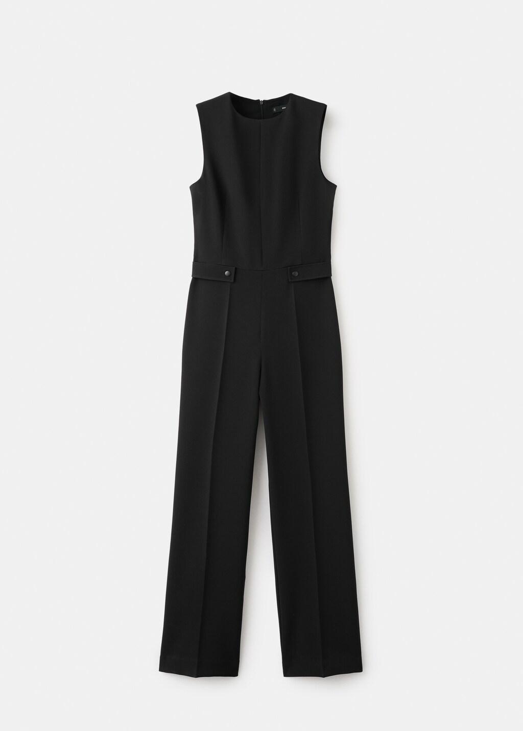 Black Long Suit-Style Jumpsuit, Black, large image number 3