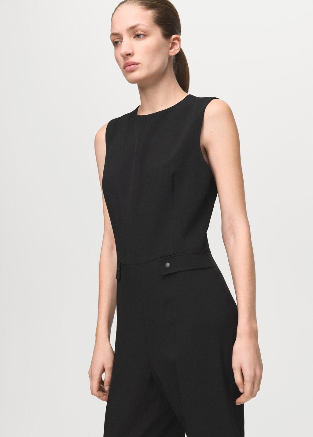 Black Long Suit-Style Jumpsuit, Black, large image number 3