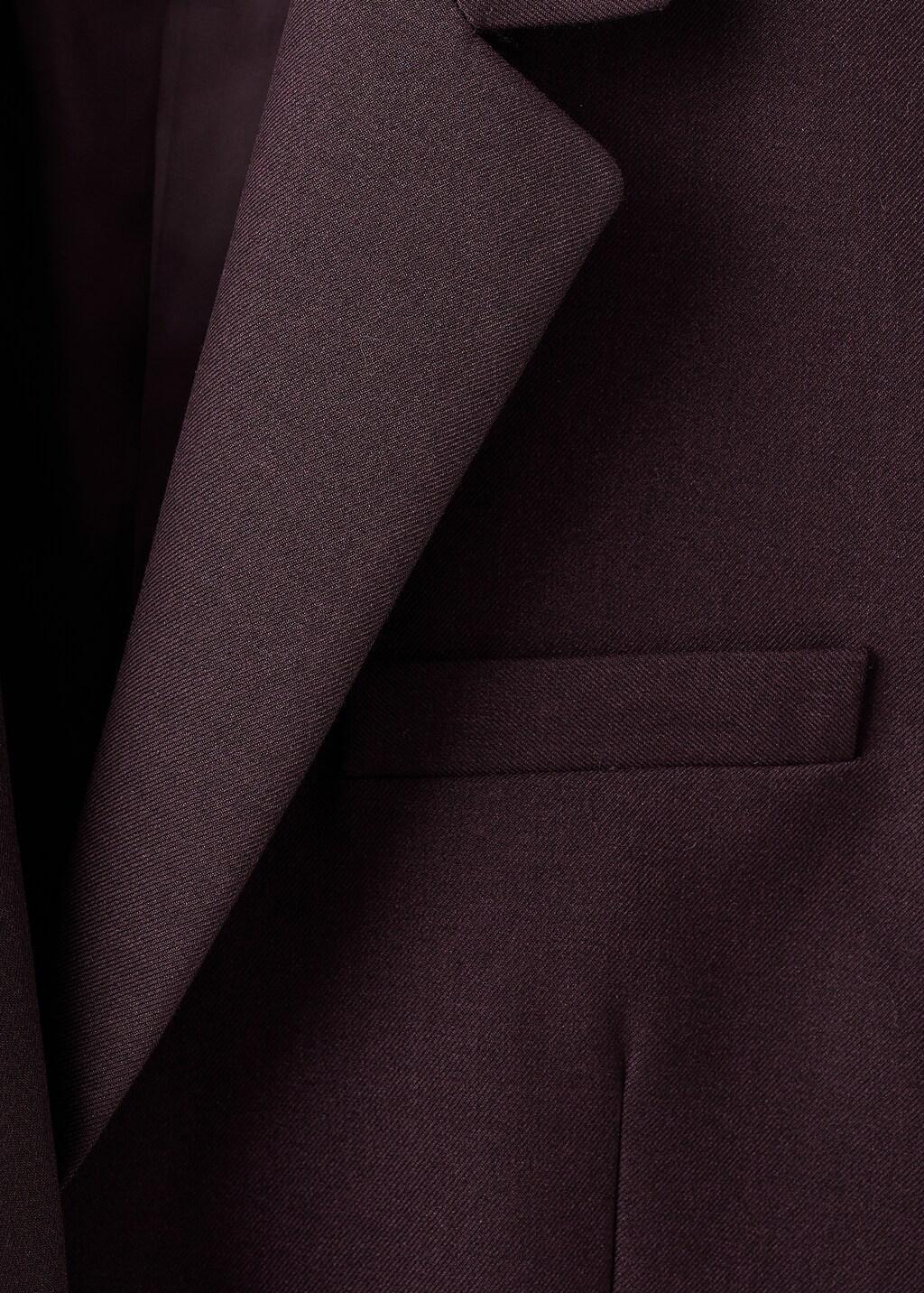 Burgundy Straight Suit Jacket With Lapel Pockets, Dark Red, large image number 1
