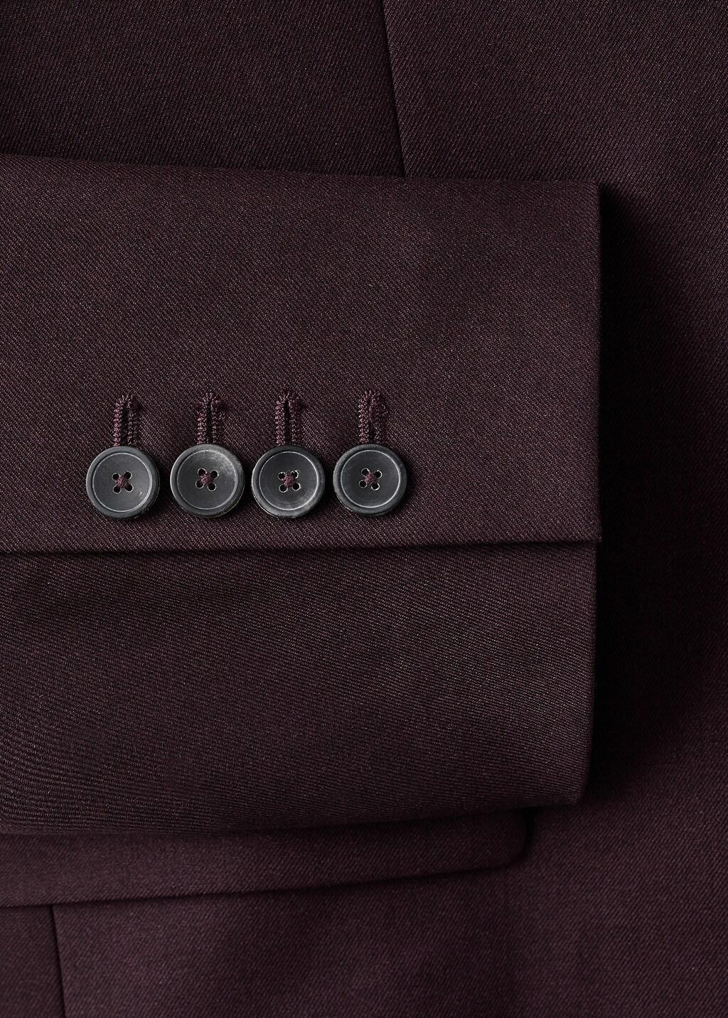 Burgundy Straight Suit Jacket With Lapel Pockets, Dark Red, large image number 5