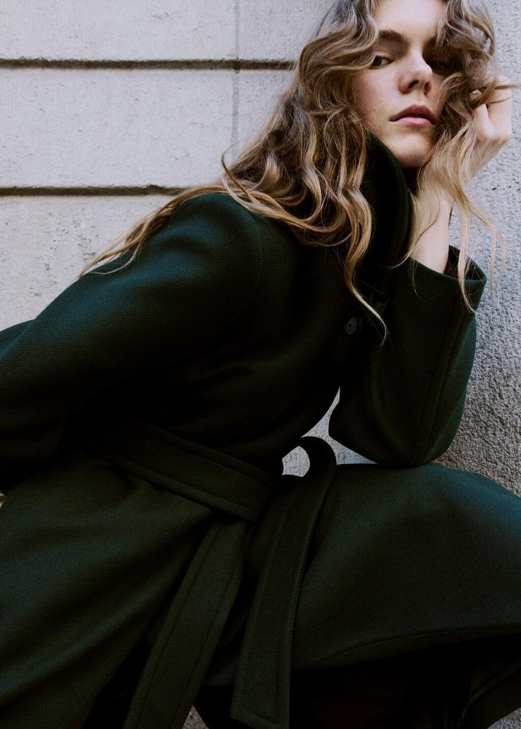 GREEN Manteco wool coat with belt, 0201_43, large image number 4