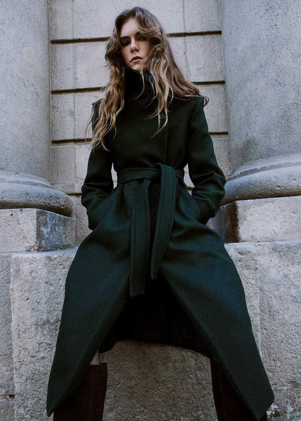 GREEN Manteco wool coat with belt, 0201_43, large image number 6