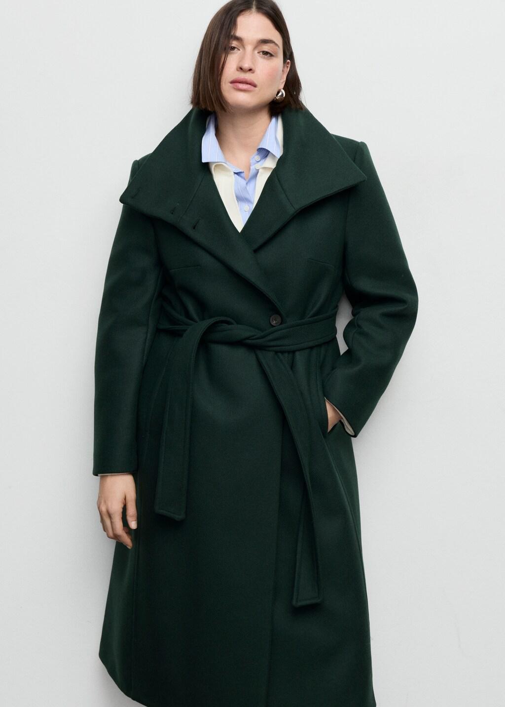 Green Manteco Wool Coat With Belt, 0201_43, large image number 6