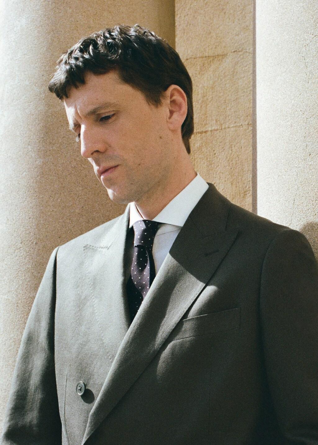 Navy Polka-Dot Silk Tie, Navy, medium