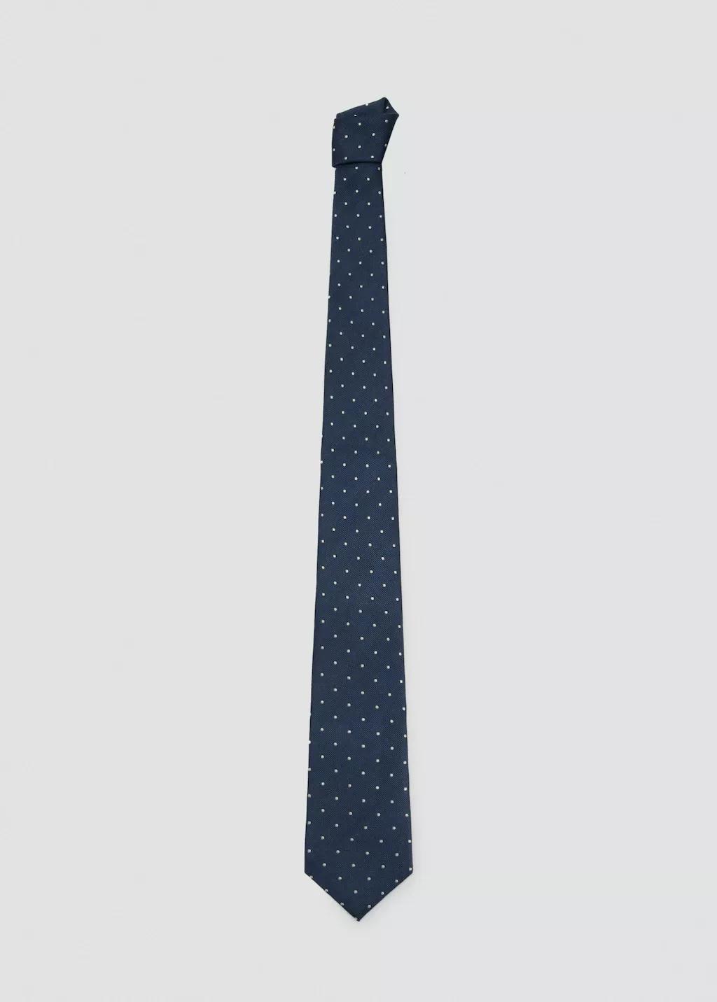 NAVY Polka-dot silk tie, Navy, medium